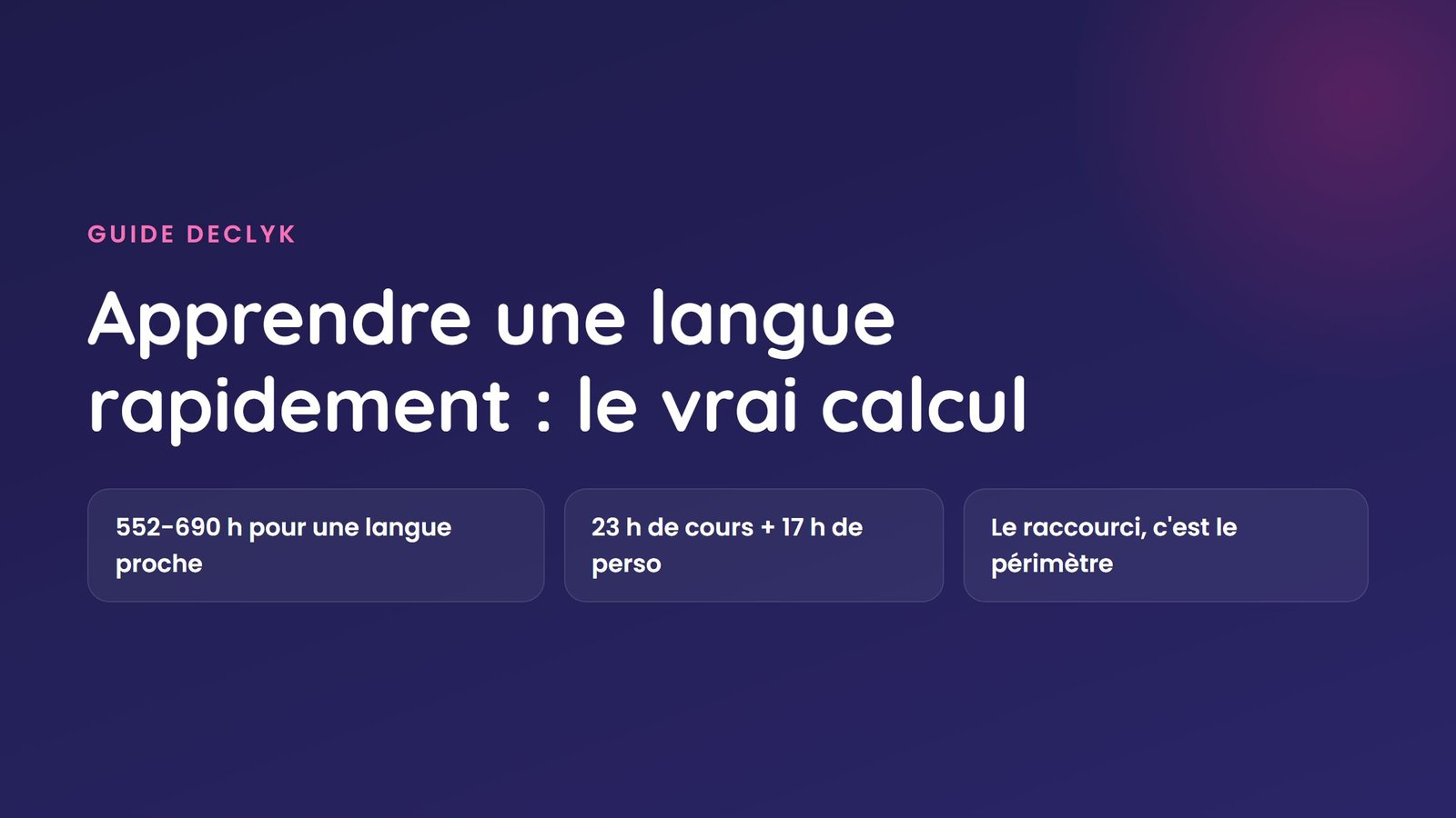 Guide Declyk : apprendre une langue rapidement, le vrai calcul des heures nécessaires