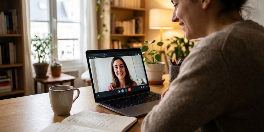 Cours de langue en visio avec un professeur en ligne